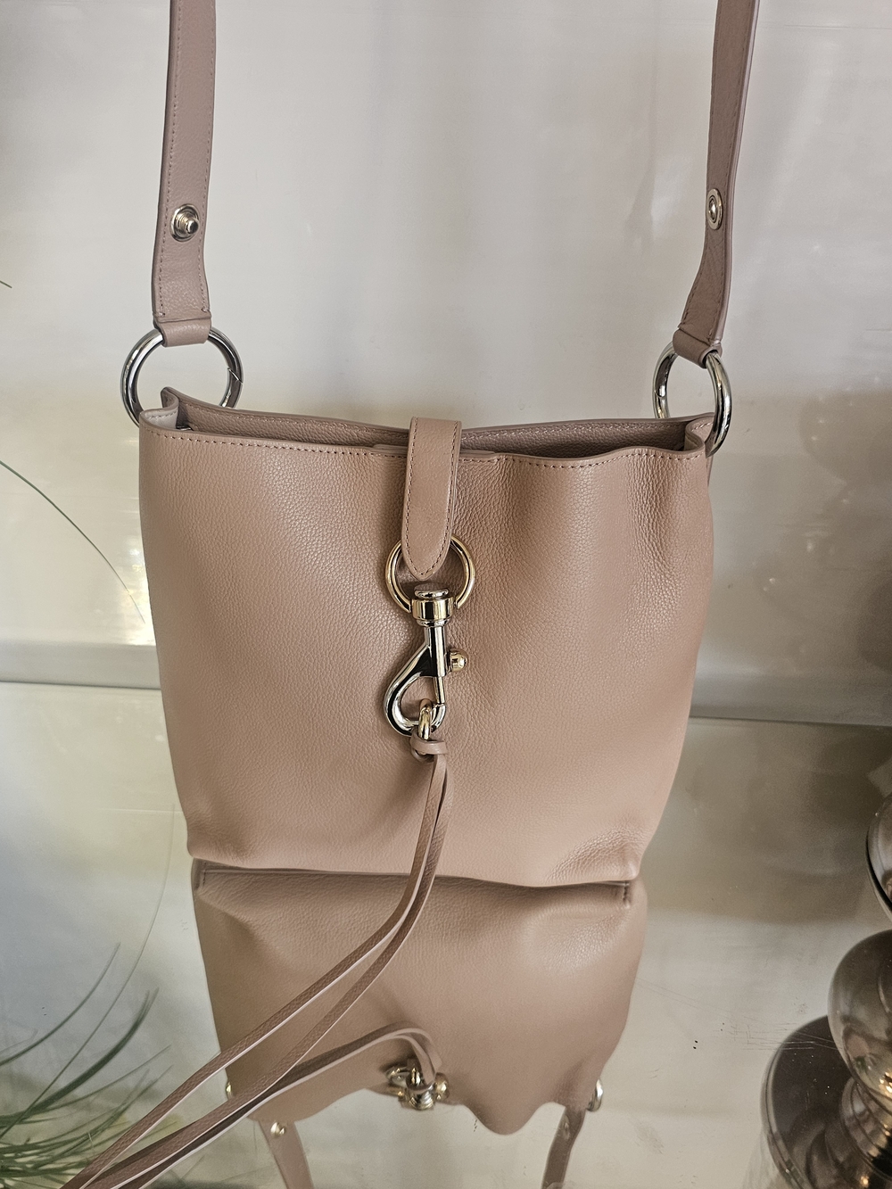 Rebecca Minkoff Megan Collection Blush Pink Leather Small Crossbody Bucket Bag